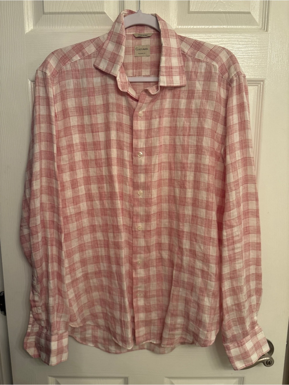 Culturata Pure Linen Plaid Button Up